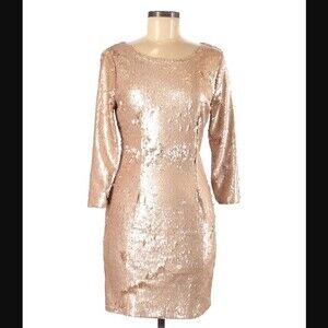 Lulu's Rose Gold Sequin Scoop Neck Mini Dress